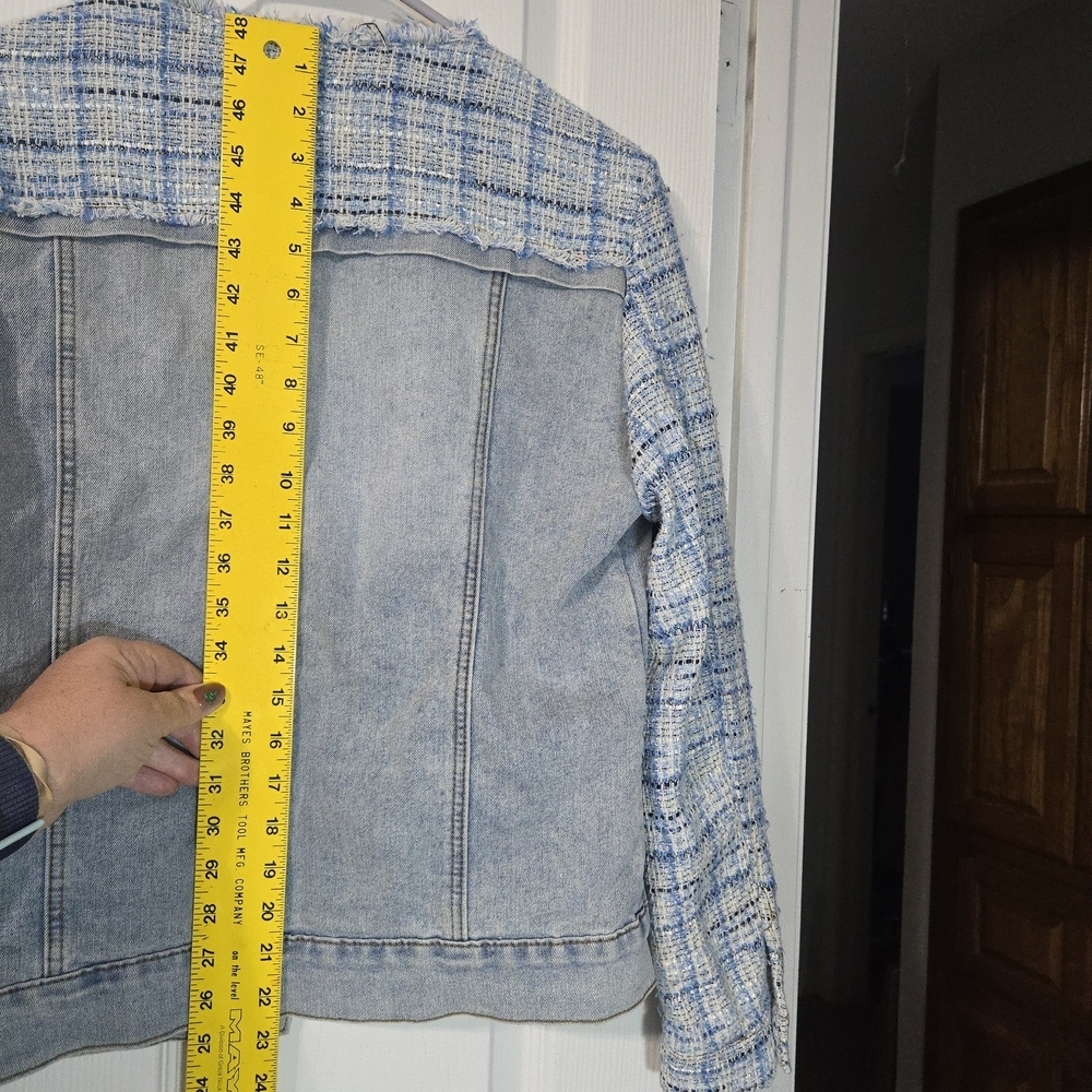 VENUS Blue Denim and Tweed Jacket Vintage Feminine Festival - Picture 11 of 13